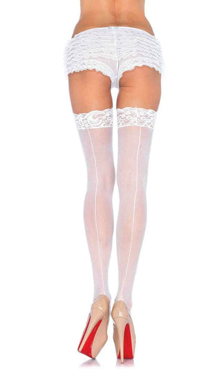 Live With It <br><span>Sheer Lace Top Back Seam Thigh High Stockings Tights Hosiery</span>