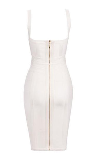 No Time To Waste White Sleeveless V Neck Tie Waist Bodycon Bandage Mini Dress