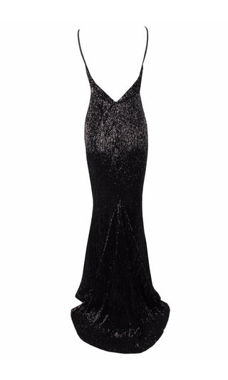 Fire and Ice Silver Sequin Plunging V Neck Spaghetti Strap Sleeveless Open Back Mermaid Dress Gown