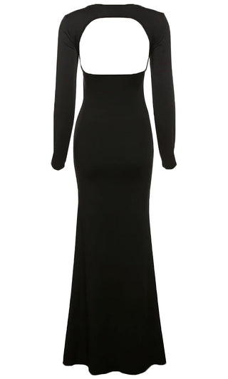 Falling For You <br><span>Black Long Sleeve Cut Out Waist Backless Mermaid Maxi Dress</span>