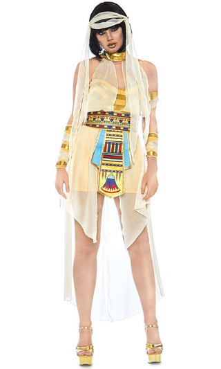 Egyptian Princess <br><span>Gold Sleeveless Cut Out Choker Collar Mini Dress Halloween Costume</span>