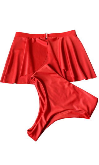 Starboard Side <br><span> Cap Sleeve Ruffle Bandeau Top Removable Brazilian Two Piece Bikini Swimsuit </span>