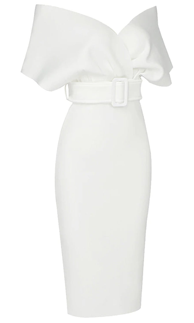 Perfectly Posh White Elbow Sleeve Cross Wrap V Neck Off The Shoulder B ...