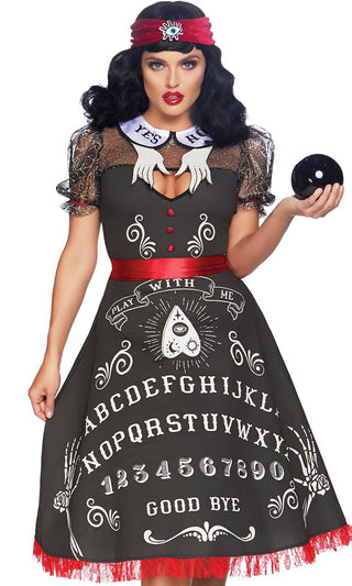 Conjuring Spirits <br><span>Black Red White Sheer Mesh Lace Short Sleeve Cut Out V Neck Flare A Line Midi Dress Halloween Costume</span>