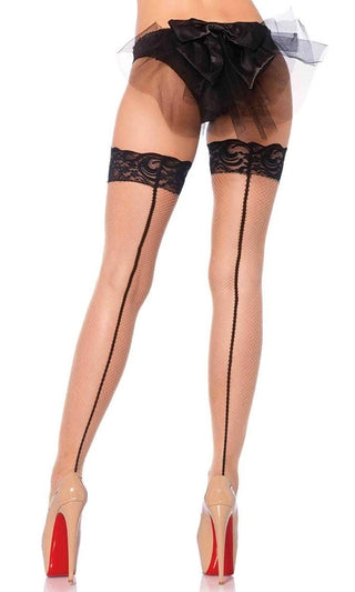 Hoping For Change<br><span> Fishnet Mesh Lace Back Seam Thigh High Stockings Tights Hosiery</span>