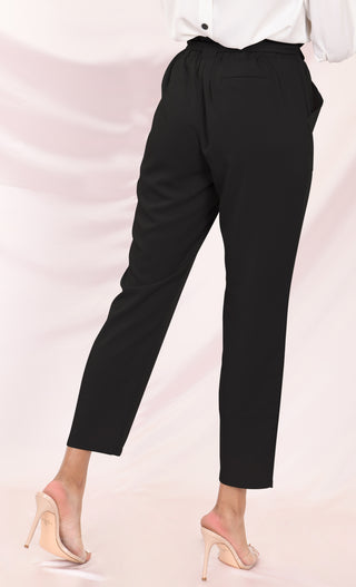 Urban Escape Baby Pink Tie Waist Loose Tapered Leg Pocket Trouser Pants