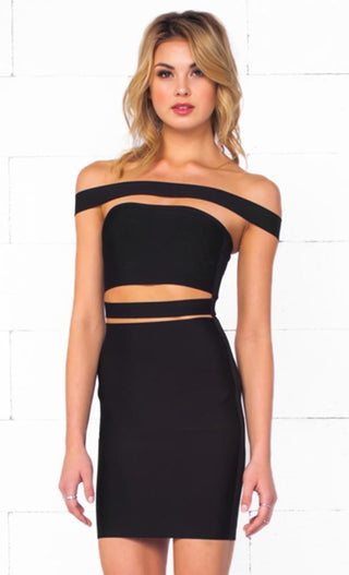 Indie XO It Girl Black Strapless Cut Out Bandage Bodycon Mini Dress - Inspired by Kylie Jenner