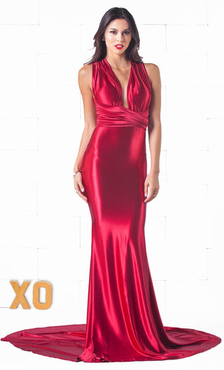 Indie XO Your Majesty Red Sleeveless Plunge V Neck X Back Maxi Dress Evening Gown - Just Ours!