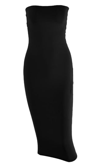 Use Your Know How Black Strapless Tube Stretchy Square Neck Bodycon Maxi Dress