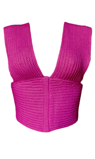 In My Dreams <br><span>White Multiway Knit Light Purple V Neck Sleeveless Tie Crop Top</span>