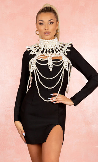 Luxe Queen White Pearl Choker Collar Necklace Jewelry Bolero Dress Topper