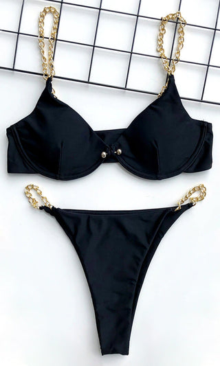 I'm All Good <br><span>  Gold Chain Underwire High Cut Brazilian Bikini Swimsuit Two Piece Set</span>