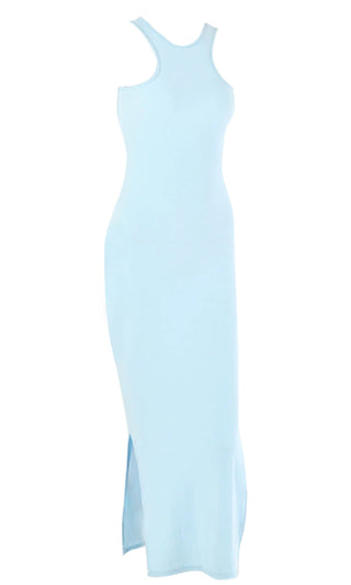 Deeply In Love Ribbed Sleeveless Scoop Neck Racerback Side Slit Bodycon Casual Maxi Dress