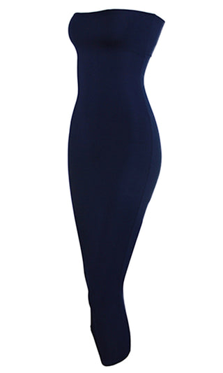Use Your Know How Strapless Tube Stretchy Square Neck Bodycon Maxi Dress