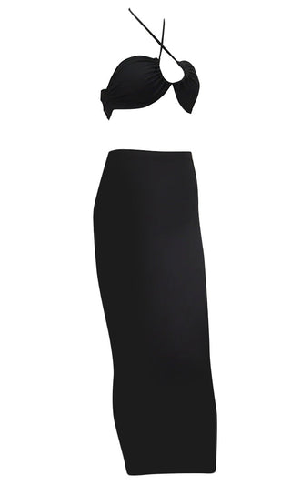 Like Lovers Do <bR><span>Black Sleeveless Tube Casual Multiway Bandeau Cut Out Top Bodycon Two Piece Maxi Dress</span>