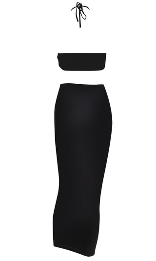 Like Lovers Do <bR><span>Black Sleeveless Tube Casual Multiway Bandeau Cut Out Top Bodycon Two Piece Maxi Dress</span>