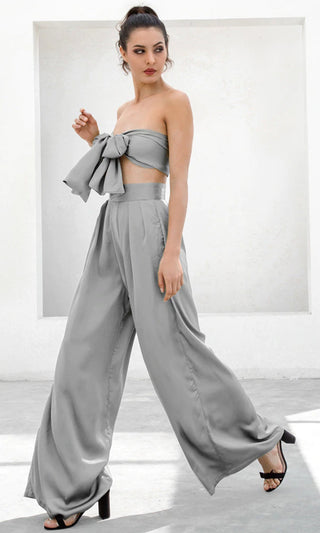 Indie XO In The Lead White Strapless Tie Front High Waist Palazzo Pants