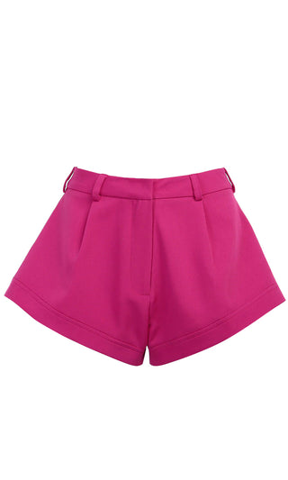Made You Remember Hot Pink High Waist Pleat Flare Wide Leg Shorts
