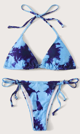 In The Water <br><span> Tie Dye Spaghetti Strap Triangle Top High Cut Brazilian Two Piece Bikini Swimsuit </span>