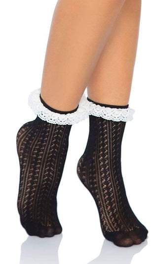 Just Sayin' <br><span>Crochet Eyelet Ruffle Ankle Socks</span>