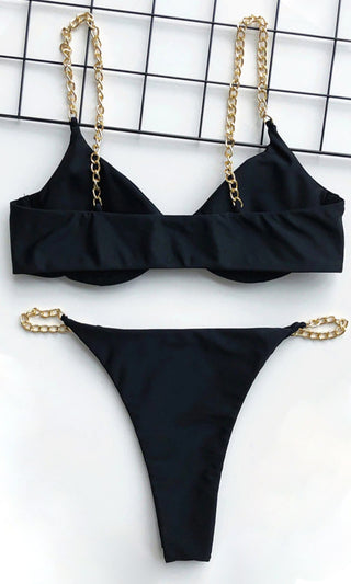 I'm All Good <br><span>  Red Gold Chain Underwire High Cut Brazilian Bikini Swimsuit Two Piece Set</span>