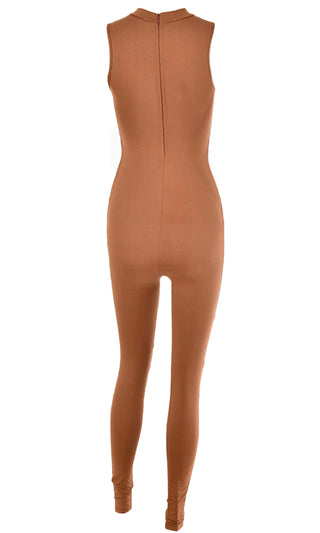 Aim For More Sleeveless Round Neck Skinny Bodycon Jumpsuit - 4 Colors Available