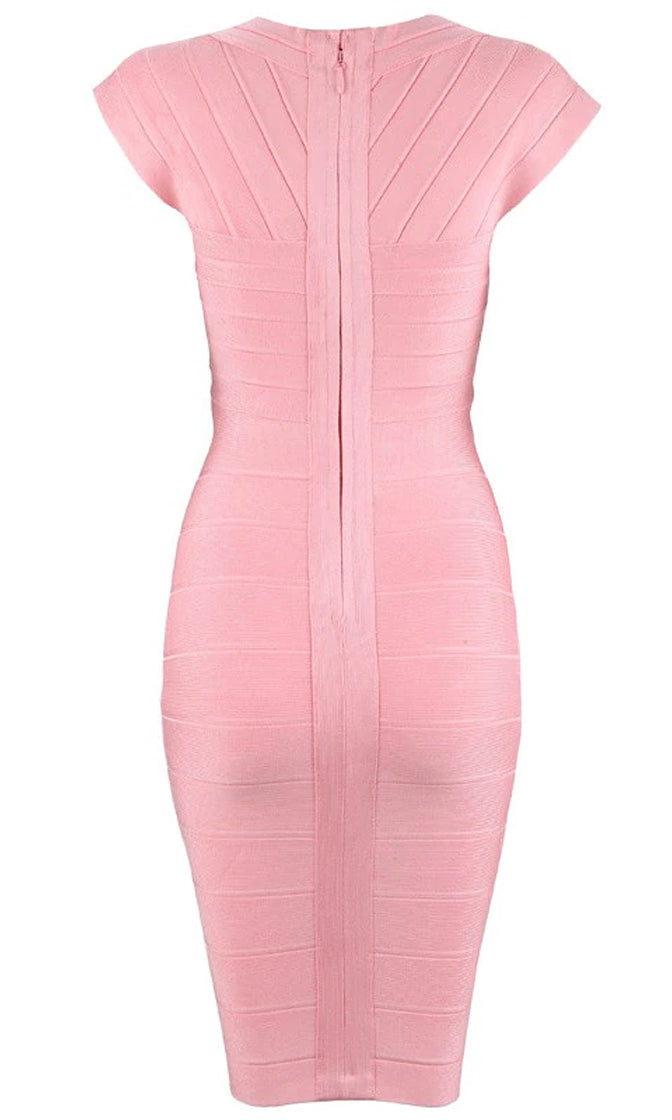 Love Struck Pink Cap Sleeve V Neck Bodycon Bandage Mini Dress - Inspir –  Indie XO