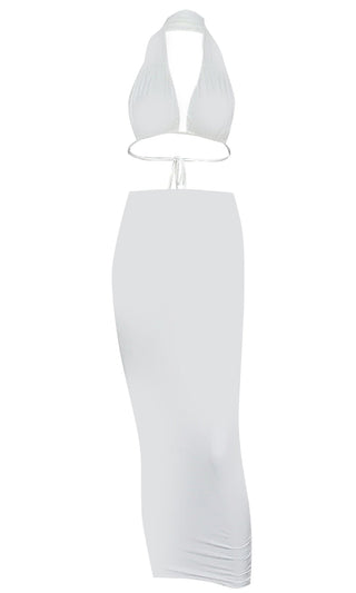 Like Lovers Do <bR><span>White Sleeveless Tube Casual Multiway Bandeau Cut Out Top Bodycon Two Piece Maxi Dress</span>