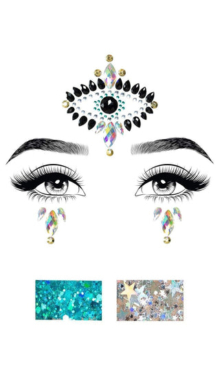 Divine Attitude Multicolor Rhinestone Jewel Adhesive Face and Body Stickers