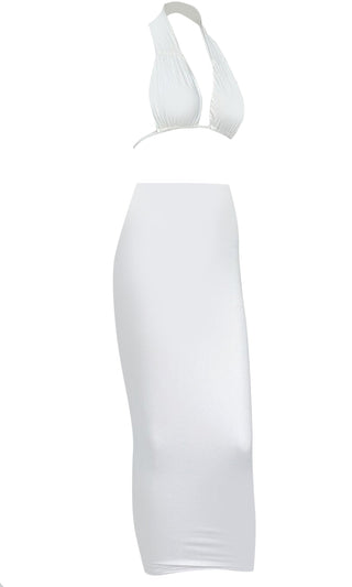 Like Lovers Do <bR><span>White Sleeveless Tube Casual Multiway Bandeau Cut Out Top Bodycon Two Piece Maxi Dress</span>