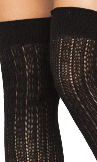 Reckless Attitude<br><span>Vertical Rib Knit Over The Knee Socks</span>