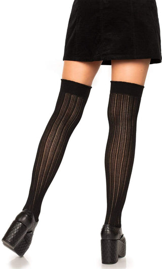 Reckless Attitude<br><span>Vertical Rib Knit Over The Knee Socks</span>