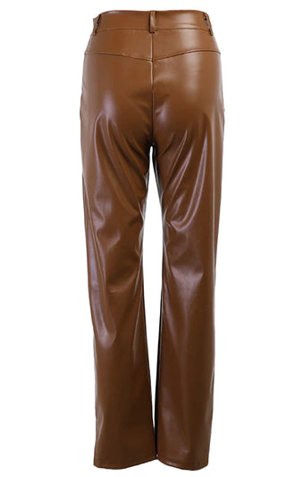 Making The Rules PU Faux Leather High Waist Straight Leg Pants Trousers