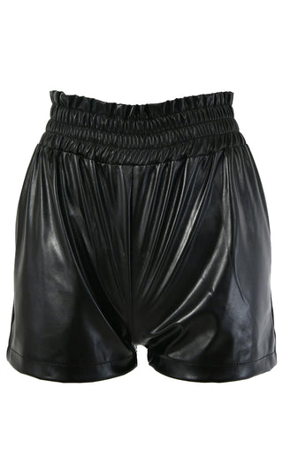 Urban Queen PU Faux Leather Elastic Waist Pull On Shorts