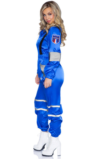 Space Race <br><span>Blue Long Sleeve Zip Front Elastic Waist Jumpsuit Halloween Costume</span>