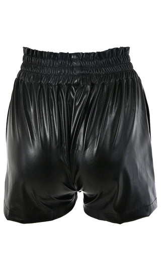 Urban Queen PU Faux Leather Elastic Waist Pull On Shorts