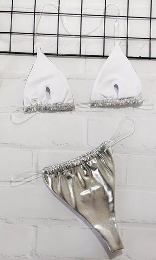 Breathing Underwater <br><span>White Clear Strap Triangle Top Thong Bikini Two Piece Swimsuit</span>