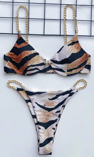 I'm All Good <br><span>  Gold Chain Underwire High Cut Brazilian Bikini Swimsuit Two Piece Set</span>
