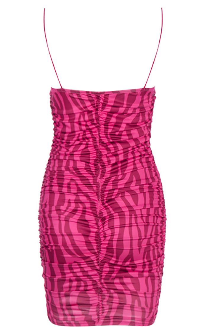 Going Wild Zebra Print Pattern Hot Pink Fuchsia Bodycon Square Neck  Spaghetti Strap Sleeveless Mini Bodycon Dress – Indie XO