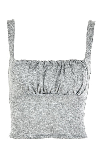 Wait Your Turn Sleeveless Square Neck Ruched Crop Tank Top - 6 Colors Available