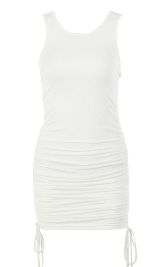 You Don't Know Me Sleeveless Round Neck Side Ruched Bodycon Mini Dress - 9 Colors Available