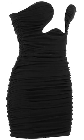 Show Me Everything Black Strapless Cut Out Bust Ruched Bodycon Mini Dress