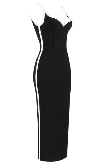 Hotness Here <br><span>Black Sleeveless Spaghetti Strap V Neck Bandage Bodycon Maxi Dress</span>