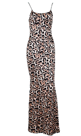Work Your Magic Leopard Print Animal Pattern Sleeveless Spaghetti Strap Scoop Neck Casual Maxi Dress