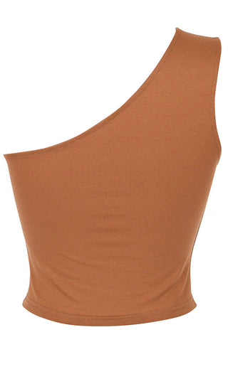 Pay Attention To Me Sleeveless One Shoulder Wide Strap Crop Tank Top