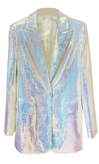 Get Your Glitz On <br><span>Multicolor Sequin Long Sleeve Single Button Blazer Jacket Short Two Piece Set</span>