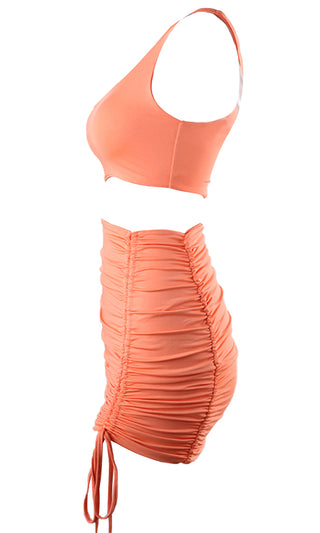 Heating Things Up Orange Sleeveless One Shoulder Cut Out Side Ruched Bodycon Mini Dress