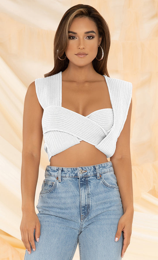 Indie XO | Riding My Coat Tails White Long Sleeve Plunge V Neck Hook and Eye Crop Top, XS / Black | Womens