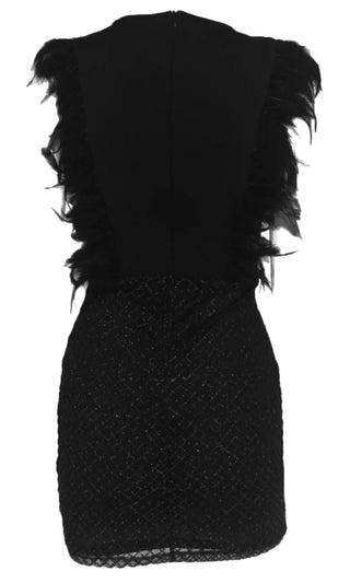 I Shine Brighter Black Sleeveless Feather Plunge V Neck Sequin Diamond Geometric Pattern Bodycon Mini Skirt - 2 Colors Available