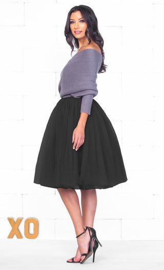 Indie XO 7 Layer On Pointe Black Tulle Pleated Ballerina A Line Full Midi Skirt - Just Ours!